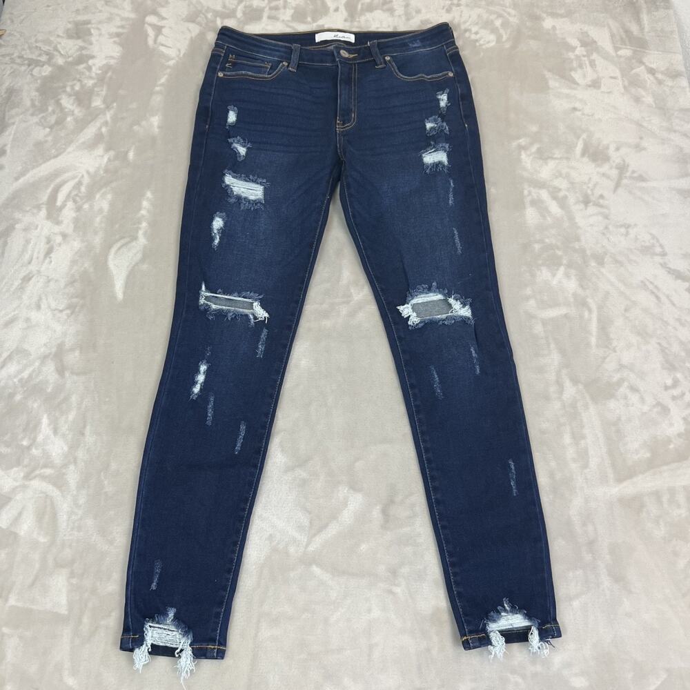 Kancan Jeans Womens 9 /‎ 29 Blue Denim Distressed Skinny Stretch Mid Rise Y2K